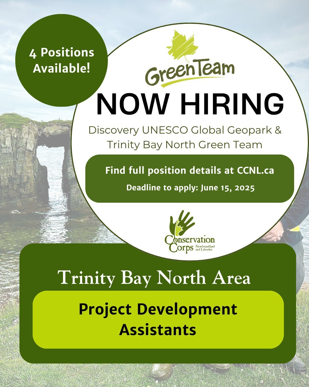 Trinity Bay North and Area: We are now accepting applications for our 2025 Discovery UNESCO Global Geopark & Trinity Bay North Green Team! 🌱Visit our Website athttps://www.ccnl.ca/employment/job-opportunities to view full details about the posit