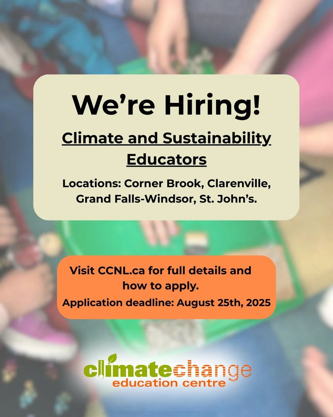 🔔CCNL is on the lookout for Climate & Sustainability Educators to help inspire the next generation of environmental leaders! 🔔
Positions are available in Corner Brook, Clarenville, Grand Falls-Windsor, and St. John's. Visit our website through