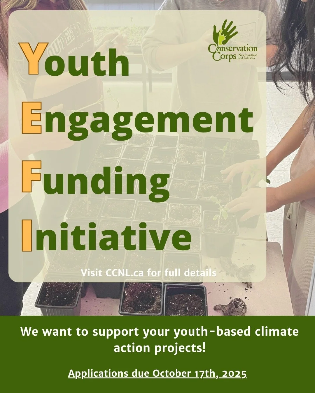 Youth Engagement Funding Initiative (YEFI) applications are due on October 17th, 2025!🌿 Do you have a project in mind? Up to $1,000 in funding is available to support youth-focused projects related to climate change and environmental conservation. 
