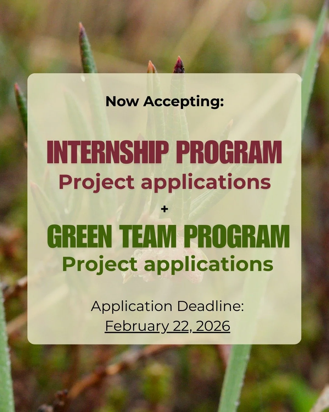Community partners, we&rsquo;re happy to now be accepting project applications for both of our employment programs for 2026! 🌱

Let&rsquo;s work together to provide meaningful employment opportunities for youth while advancing your local conservatio