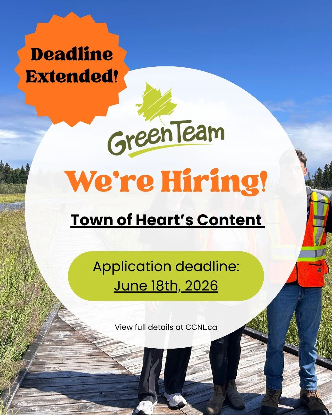 Are you or someone you know looking for a summer position? Join the Town of Heart's Content Green Team as a Tourism, Trails and Events assistant!  The application deadline for this positions has been extended until June 18th. Please visit our website