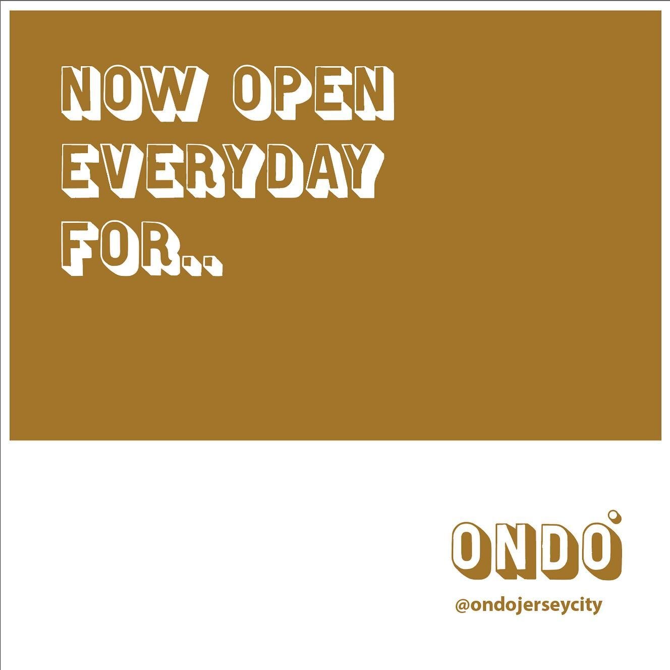 Join us for Lunch or Dinner!
Starting Monday, September 19, ONDO will be open everyday for Lunch and Dinner. 

We&rsquo;re also working on offering delivery/takeout service soon. Follow us for updates!