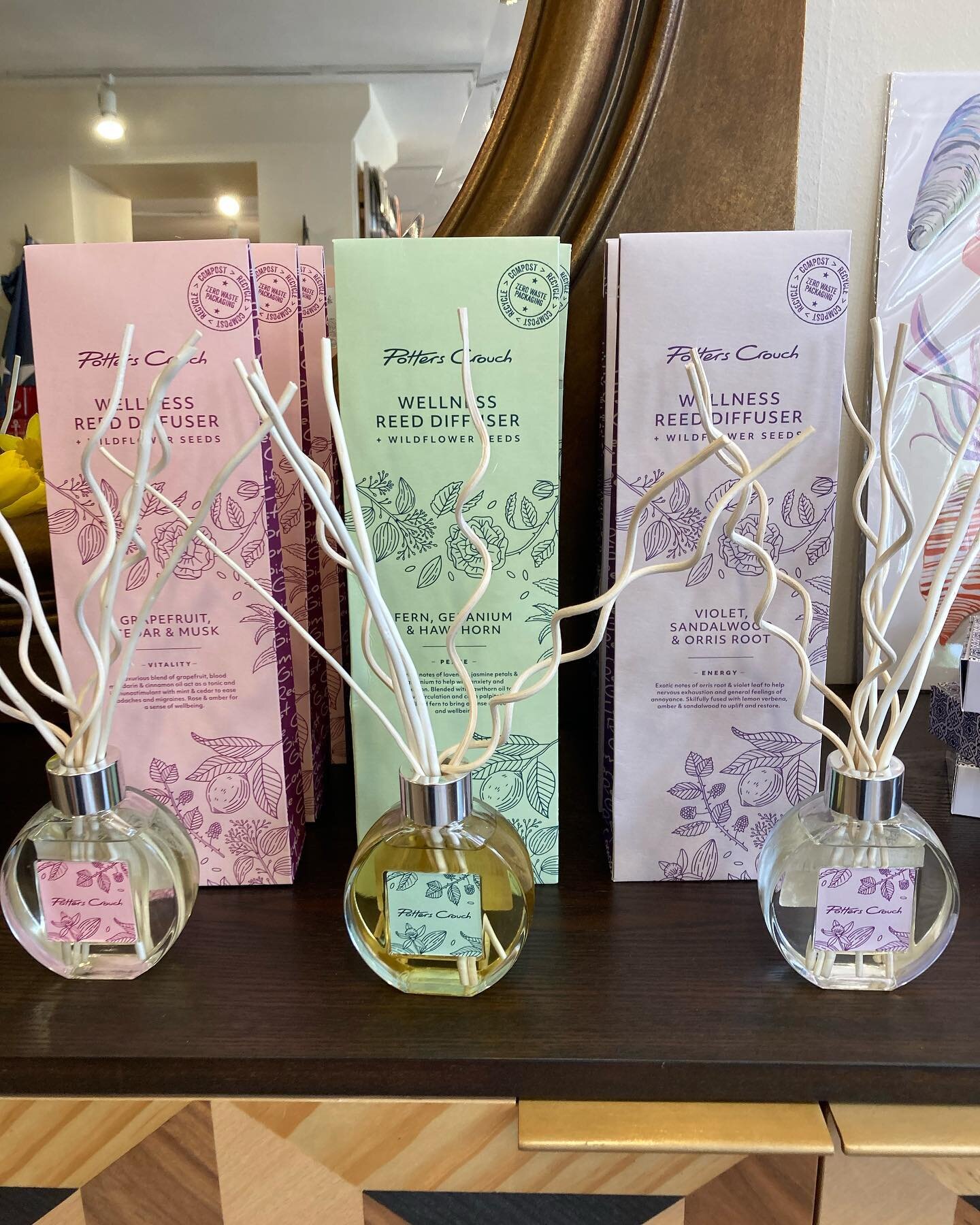 Spring incoming&hellip;new wellness reed diffusers in store from @potterscrouchcandles - they are made using natural and organic ingredients with sustainable willow reefs to diffuse the fragrances. #orlandosaldeburgh #wellnessreeddiffuser #fragrance 