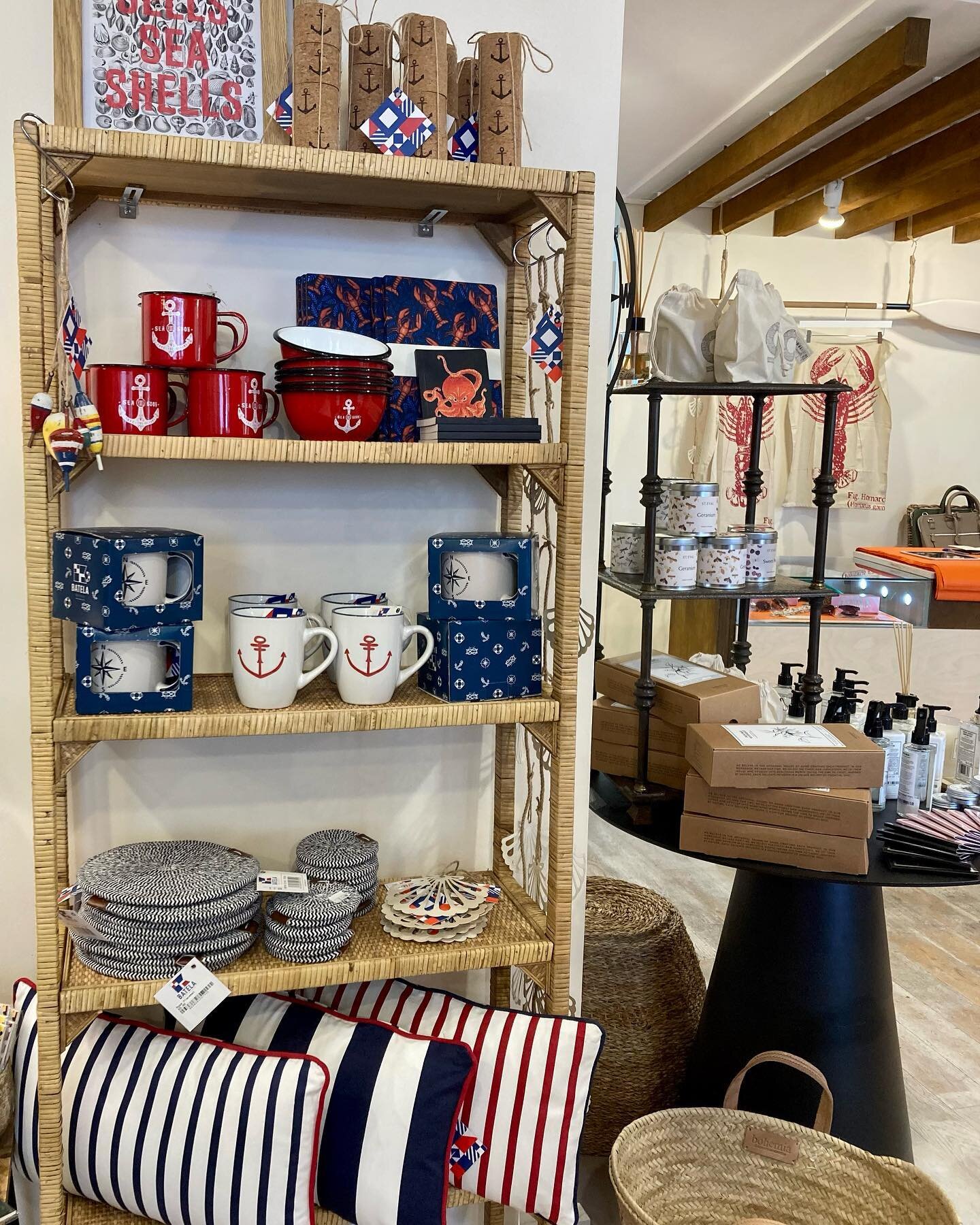 It&rsquo;s not all about the frocks in store! We have a range of nautical themed homewares from enamel mugs to striped cushions. #orlandosaldeburgh #nautical #nauticallife #nauticalhomedecor #aldeburgh #aldeburghbeach #gifts #homeware #enamelware #mu