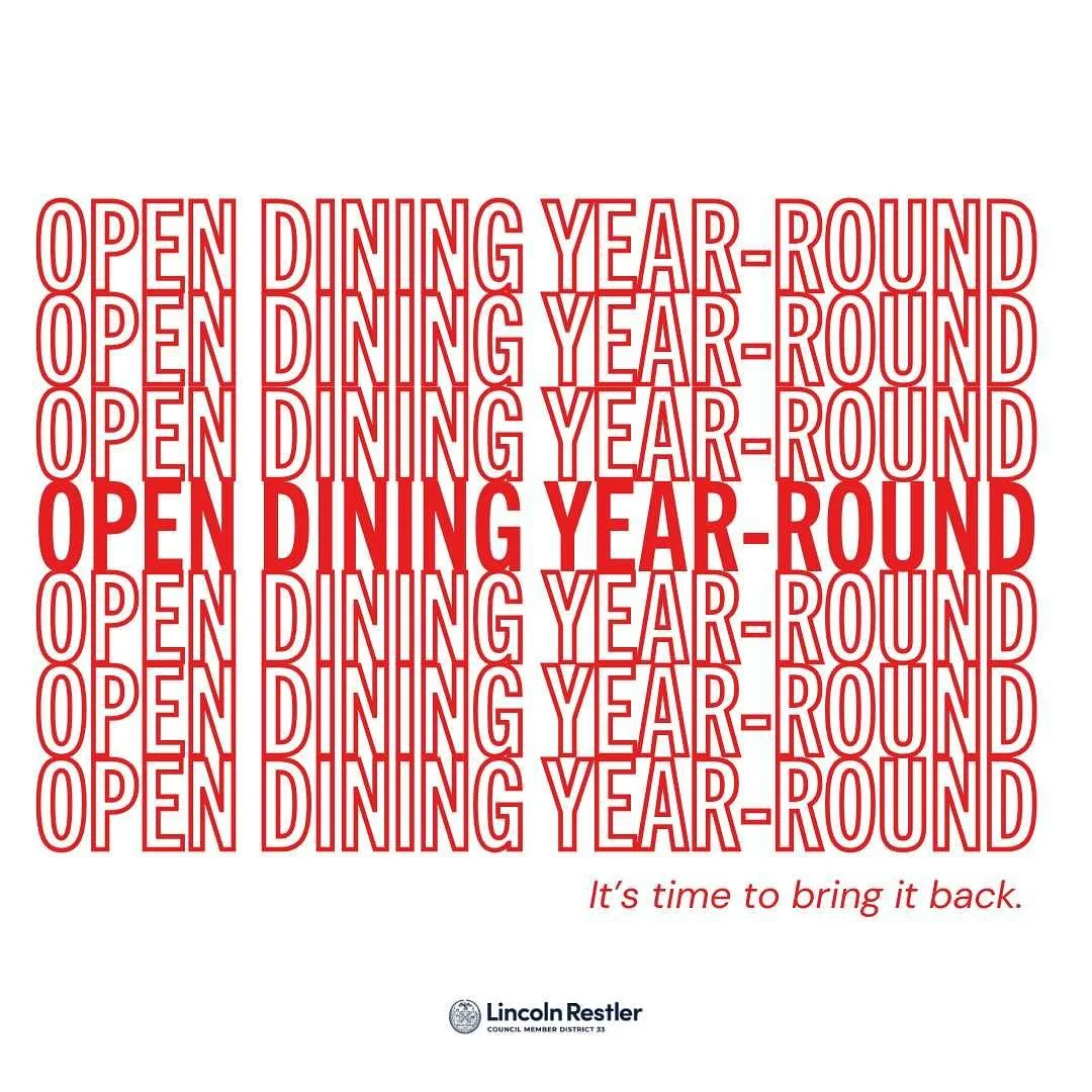 We introduced a bill to restore year-round open dining and make it easier for restaraunts.
Outdoor dining was a silver lining of the pandemic, and New Yorkers want it back. We can simplify the process for restaurants to secure permits and give us mo
