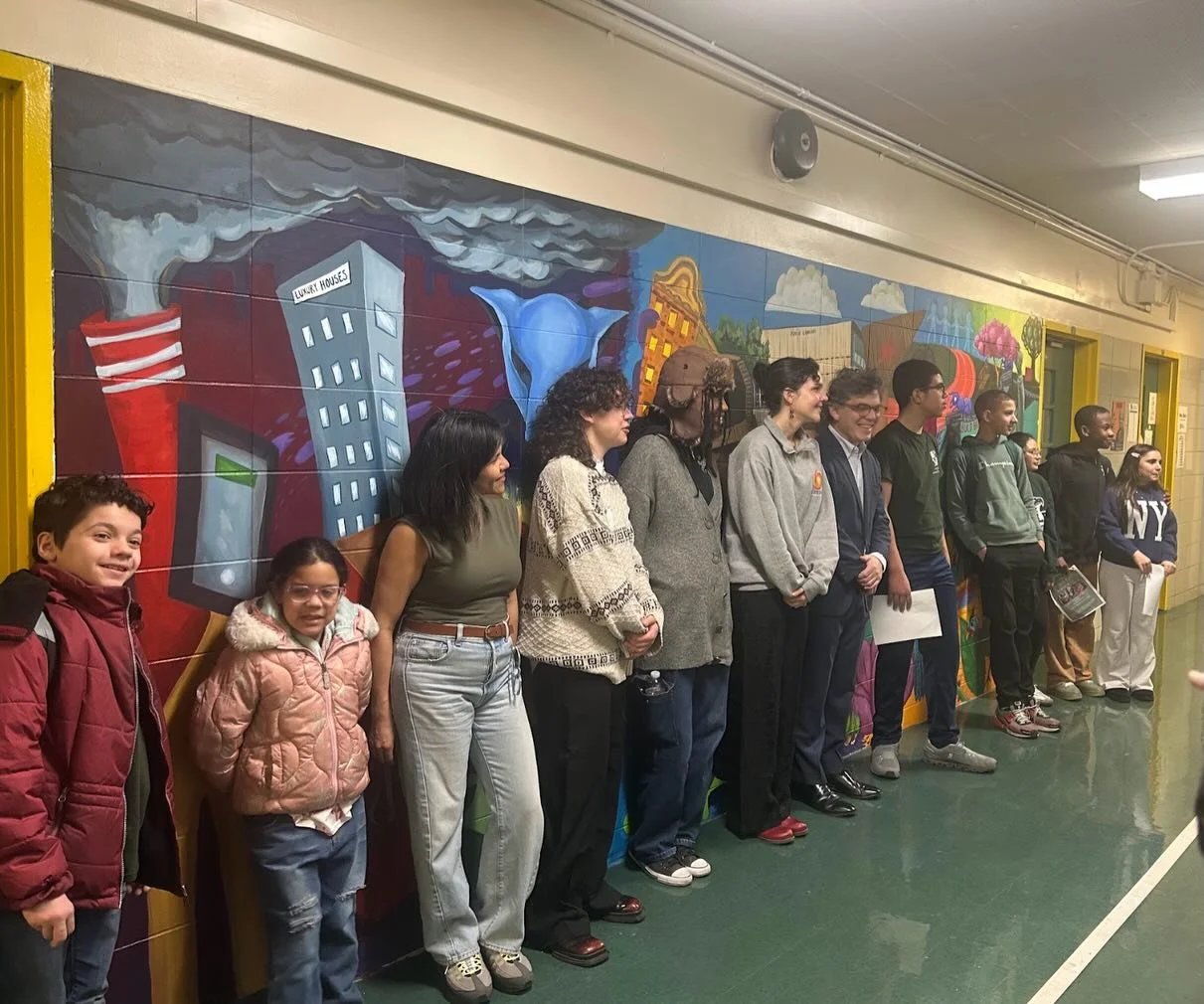 I visited JEMS 126 middle school in Greenpoint to check in on all their great work! We unveiled the third beautiful mural that students designed and painted with El Puente through the funding from our office.