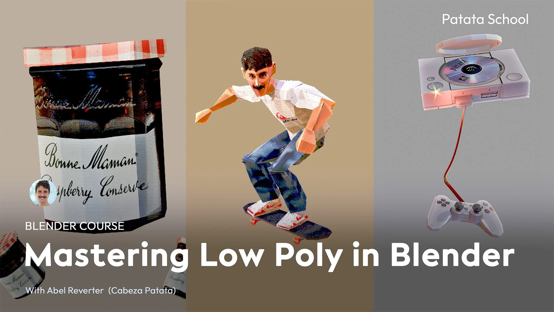 Mastering Low Poly in Blender is all about bringing the iconic low-poly aesthetic into the modern era! 
We will be combining retro inspired geometry with amazing simulations, real-life compositing, and photo-based texturing.
Over 5 lessons, you'll ma