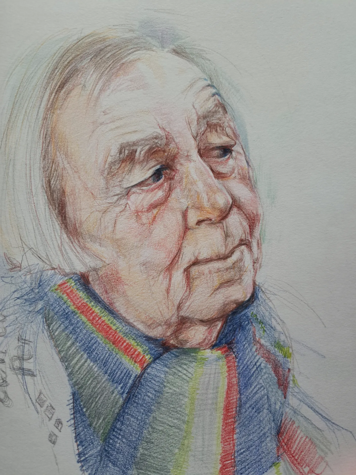 Melanie White - David, blue scarf