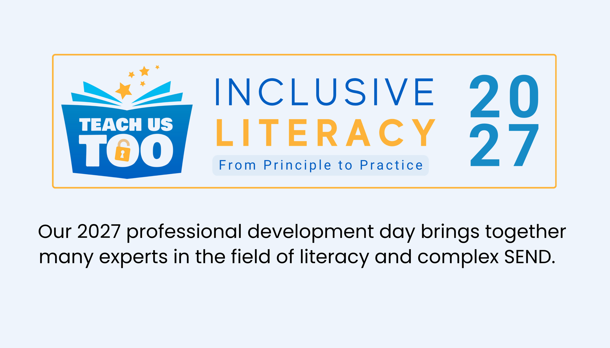 Inclusive literacy 2027 logo on blue background