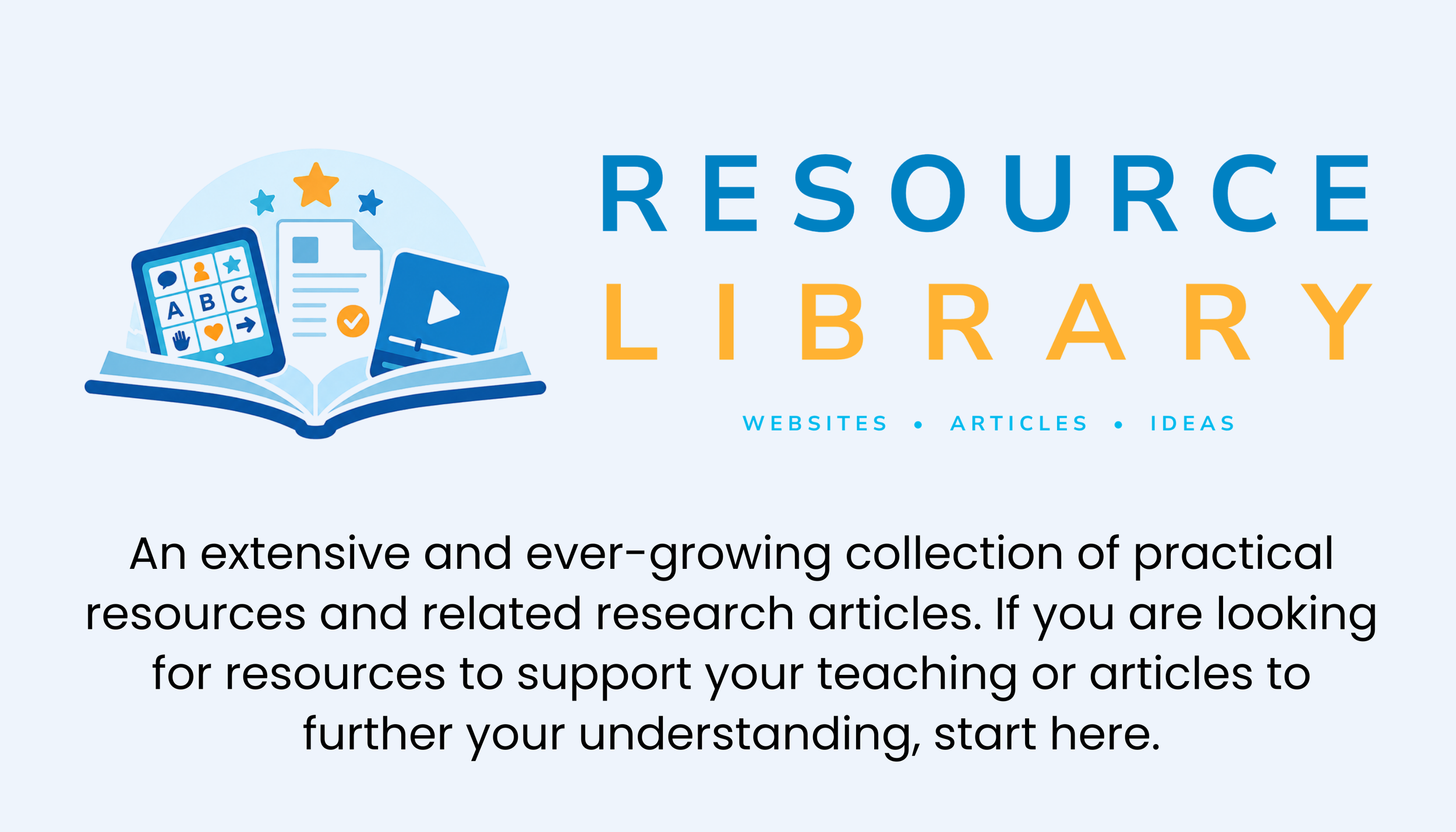 Resource library logo on blue background