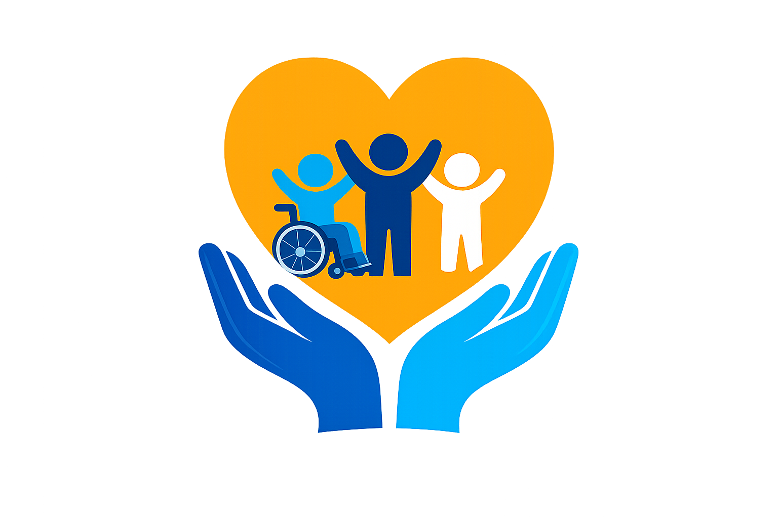 hands with heart and people inside showing support