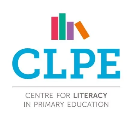 Logo of CLPE, Centre for Literacy in Primary Education, featuring colorful book icons above the acronym CLPE and text below.