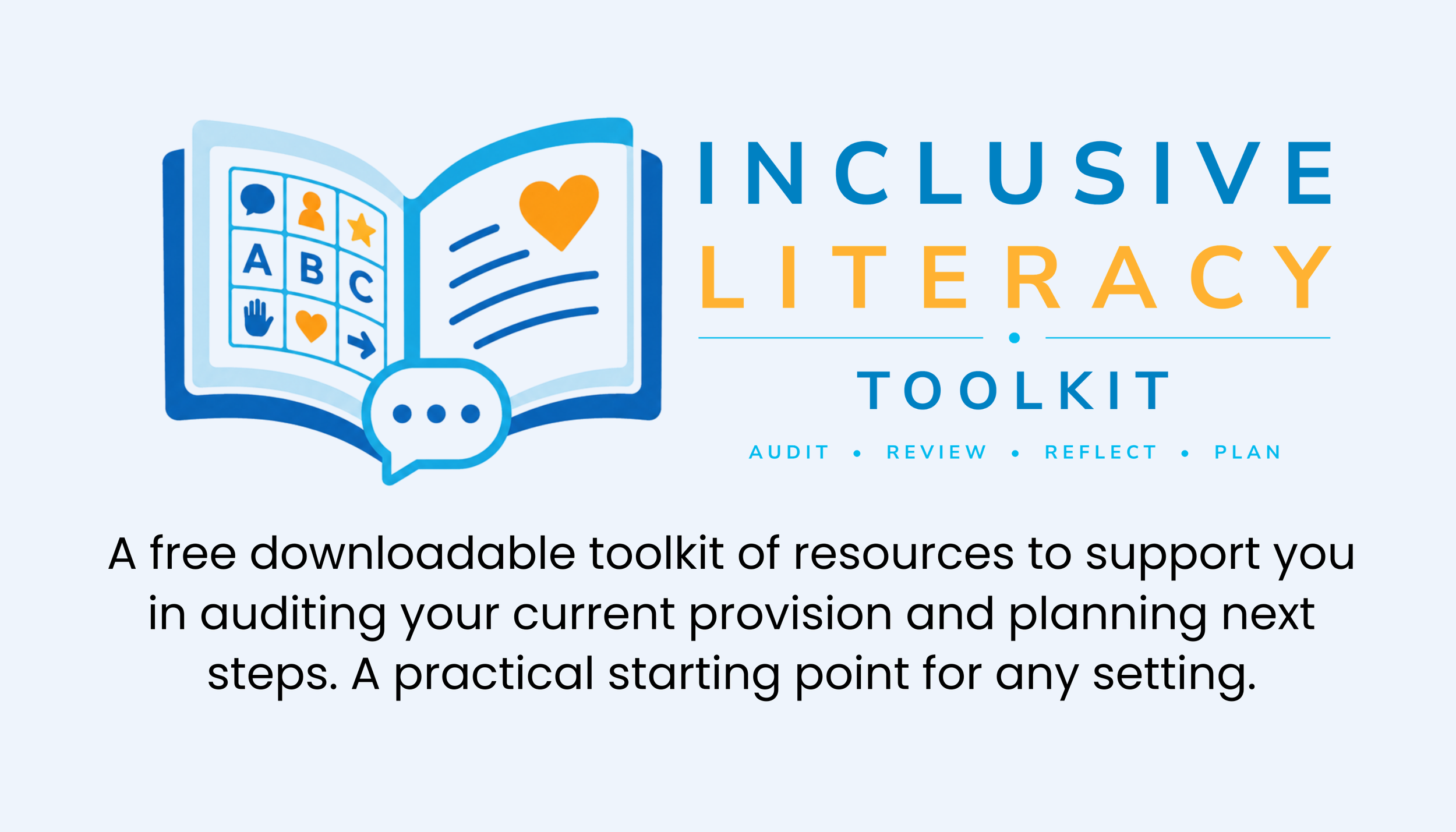 Inclusive literacy toolkit logo on blue background