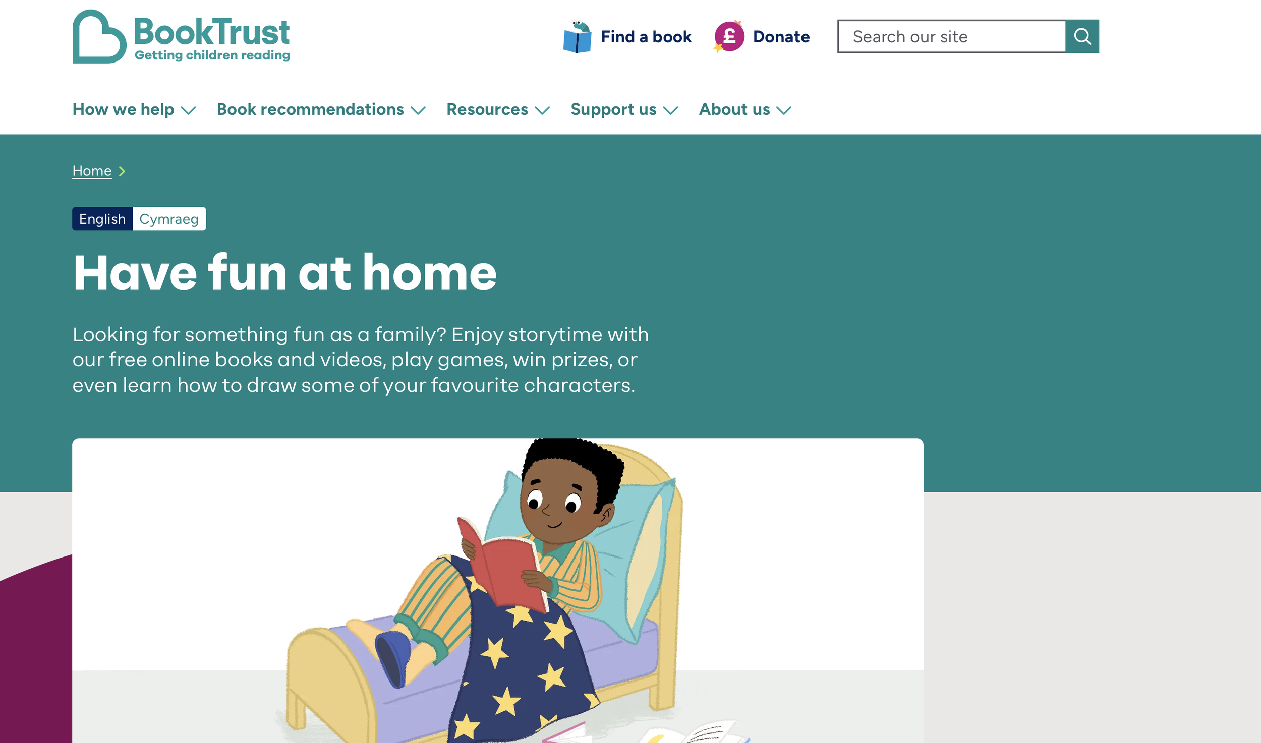 Image of Book Trust Website
