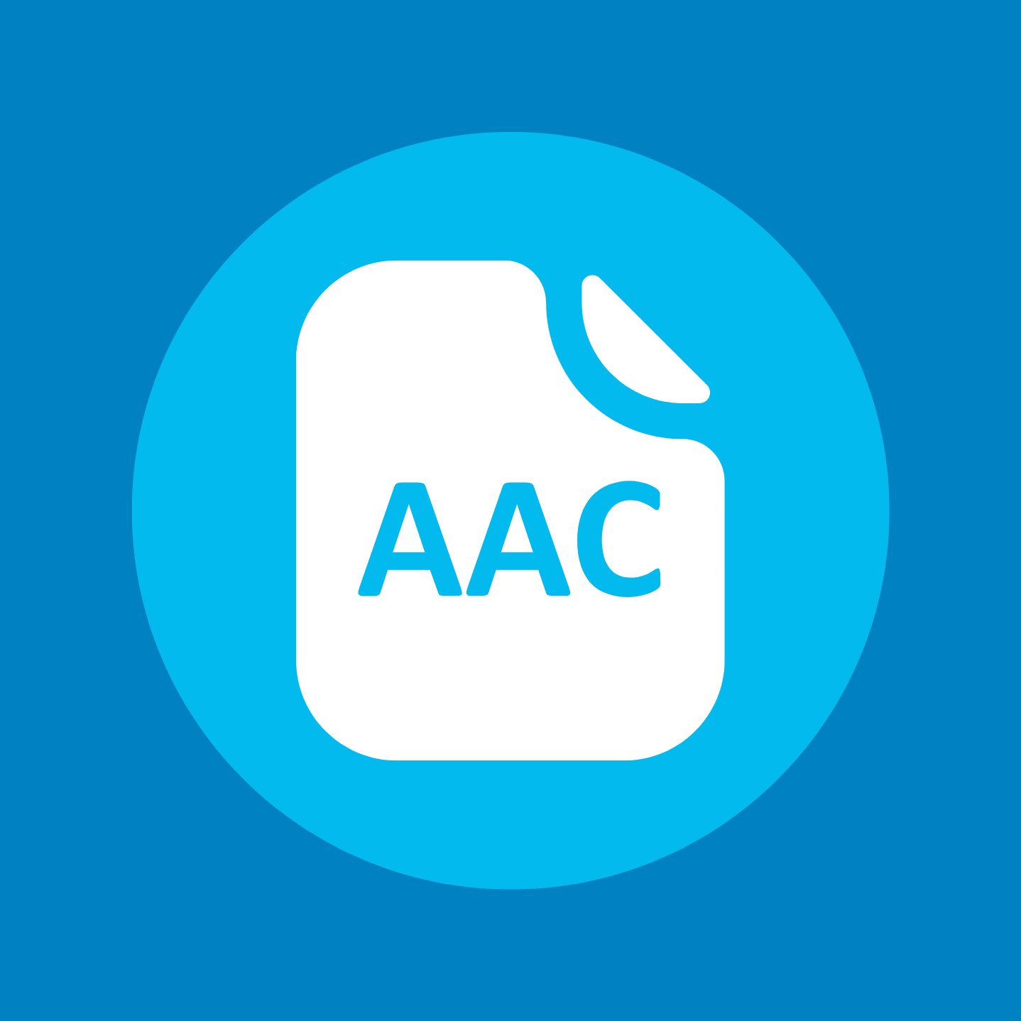 Icon of an AAC file with yellow document and blue text 'AAC' inside a blue circle.