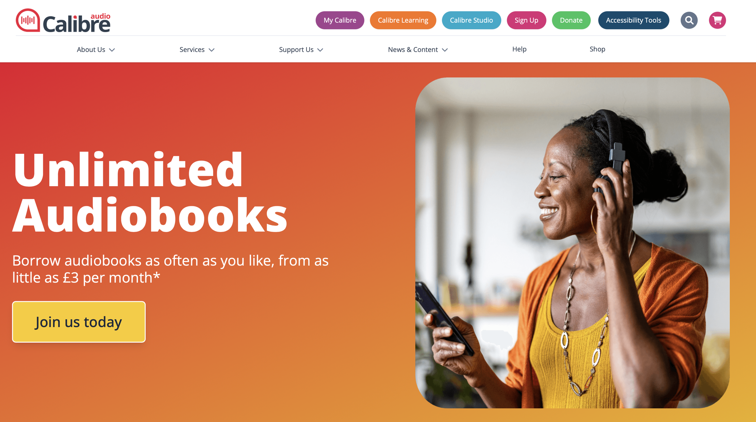 Image of Calibre Audio Homepage