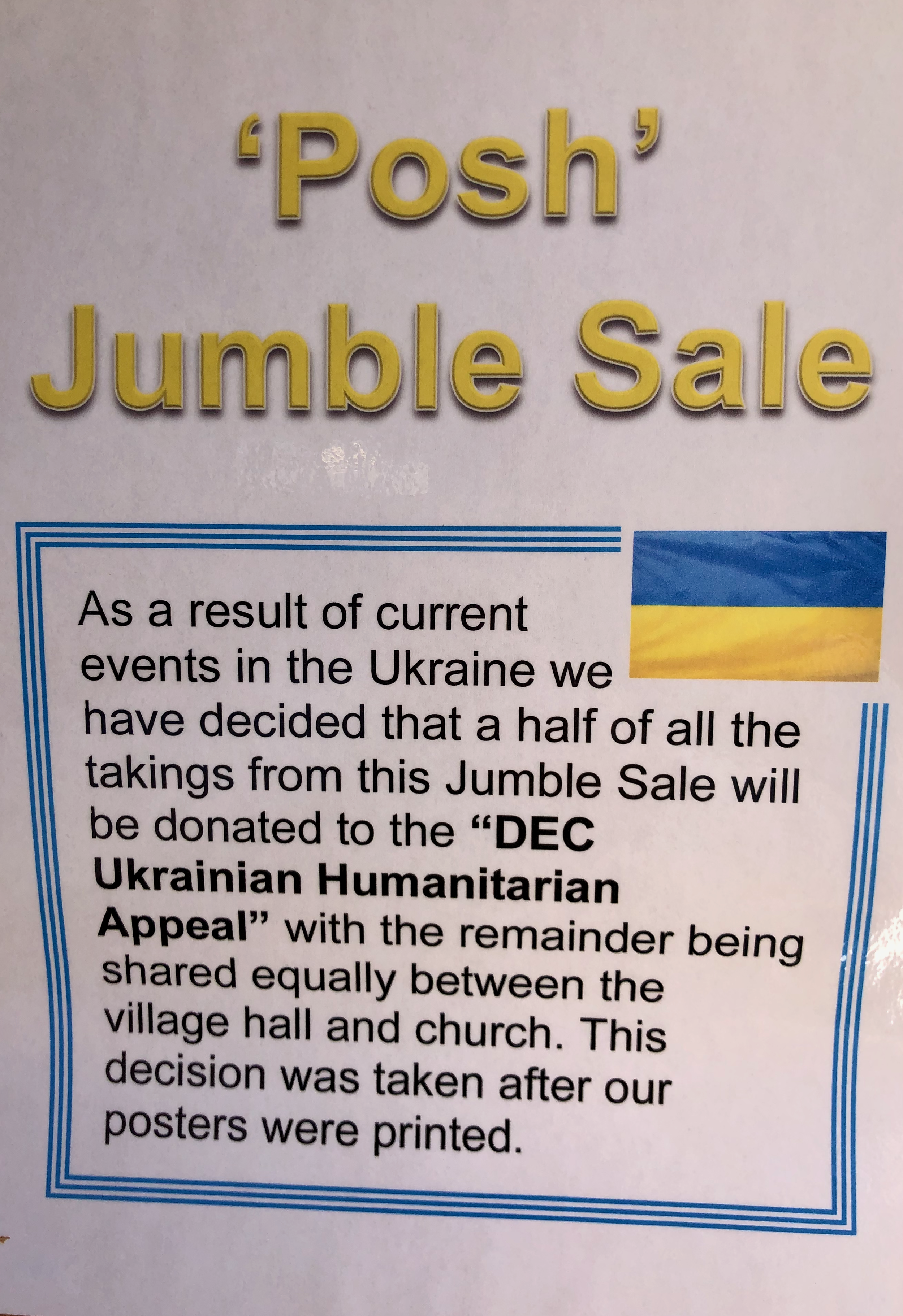Update to Post Jumble Sale Proceed Donation