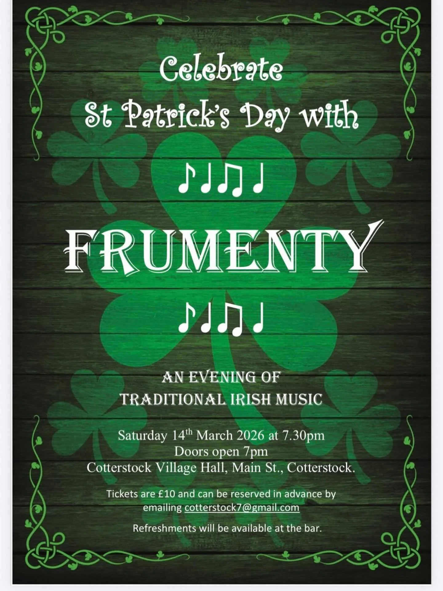 Frumenty- a St Patrick's Day themed evening!