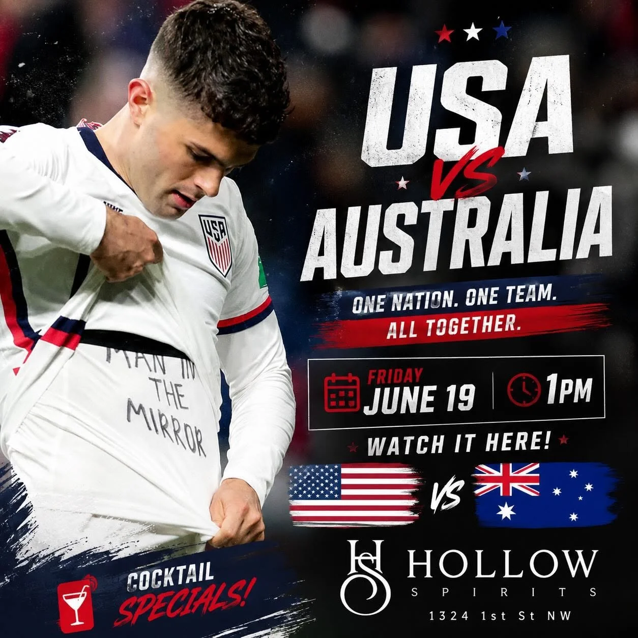 USA USA USA world cup soccer watch party at Hollow Spirits