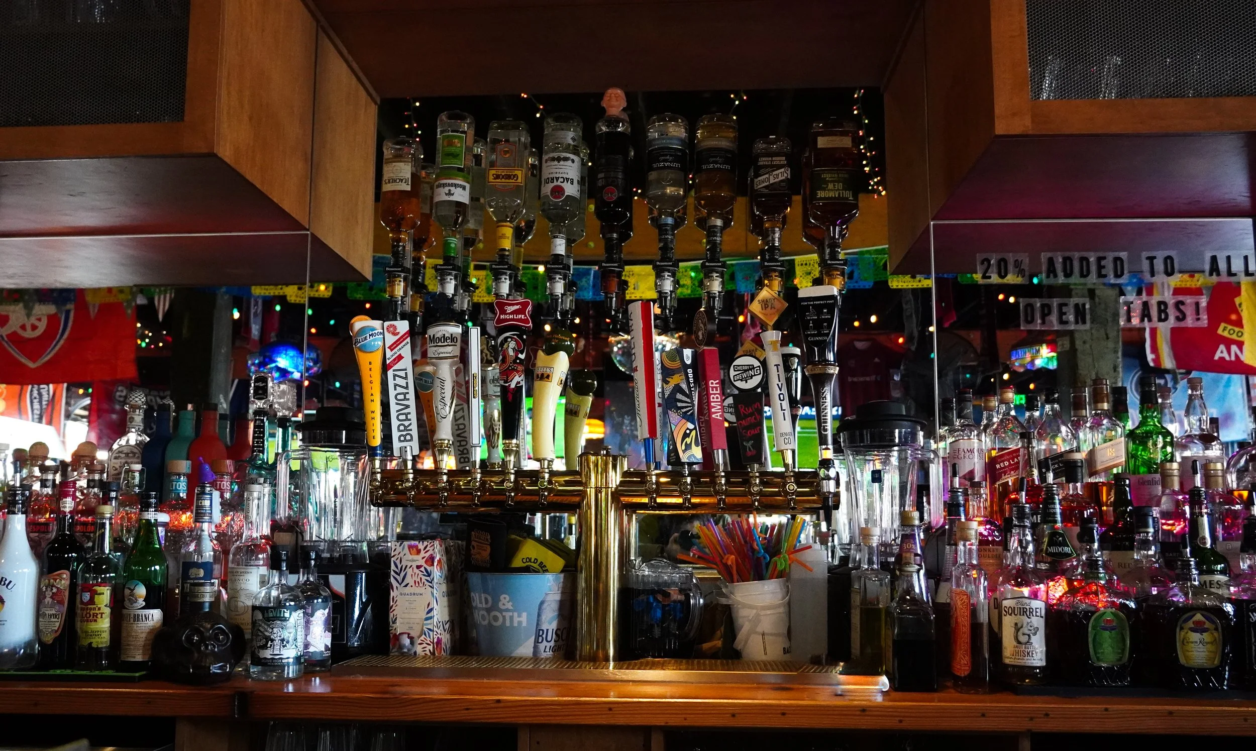back of the bar and draft taps