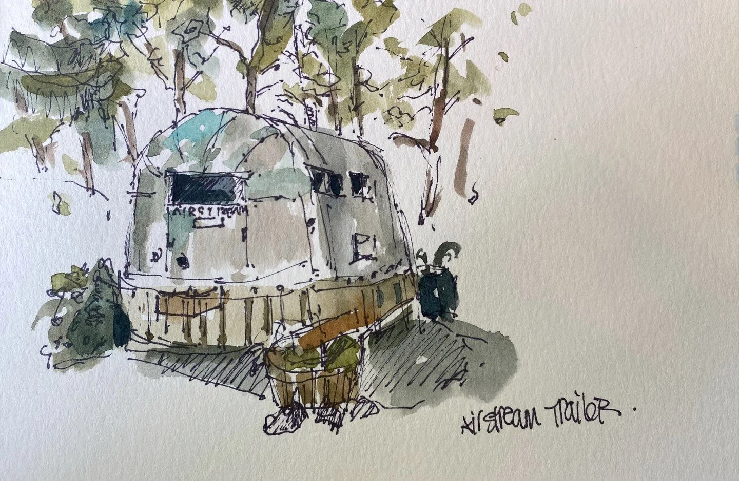 “I love the Long Beach area. I am inspired by the beach, the swirling clouds, canopy of evergreen trees, and the lighthouses in the area. I accomplished my goal of nearly filling up my watercolor sketchbook with paintings, and making 14 collage