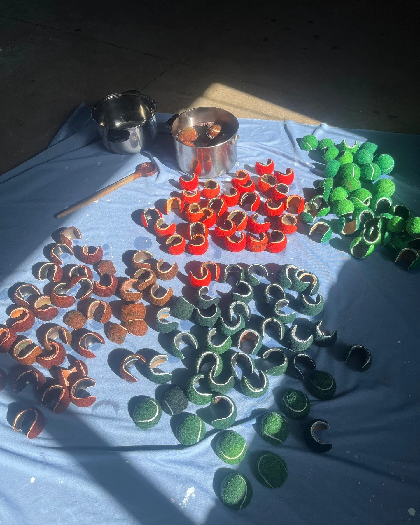 “The sou'wester was such a lovely place to explore this project. I had been desiring a space to create with tennis balls since I started playing in 2023. When my father passed away a month prior, I felt a calling to take time away from my day-t