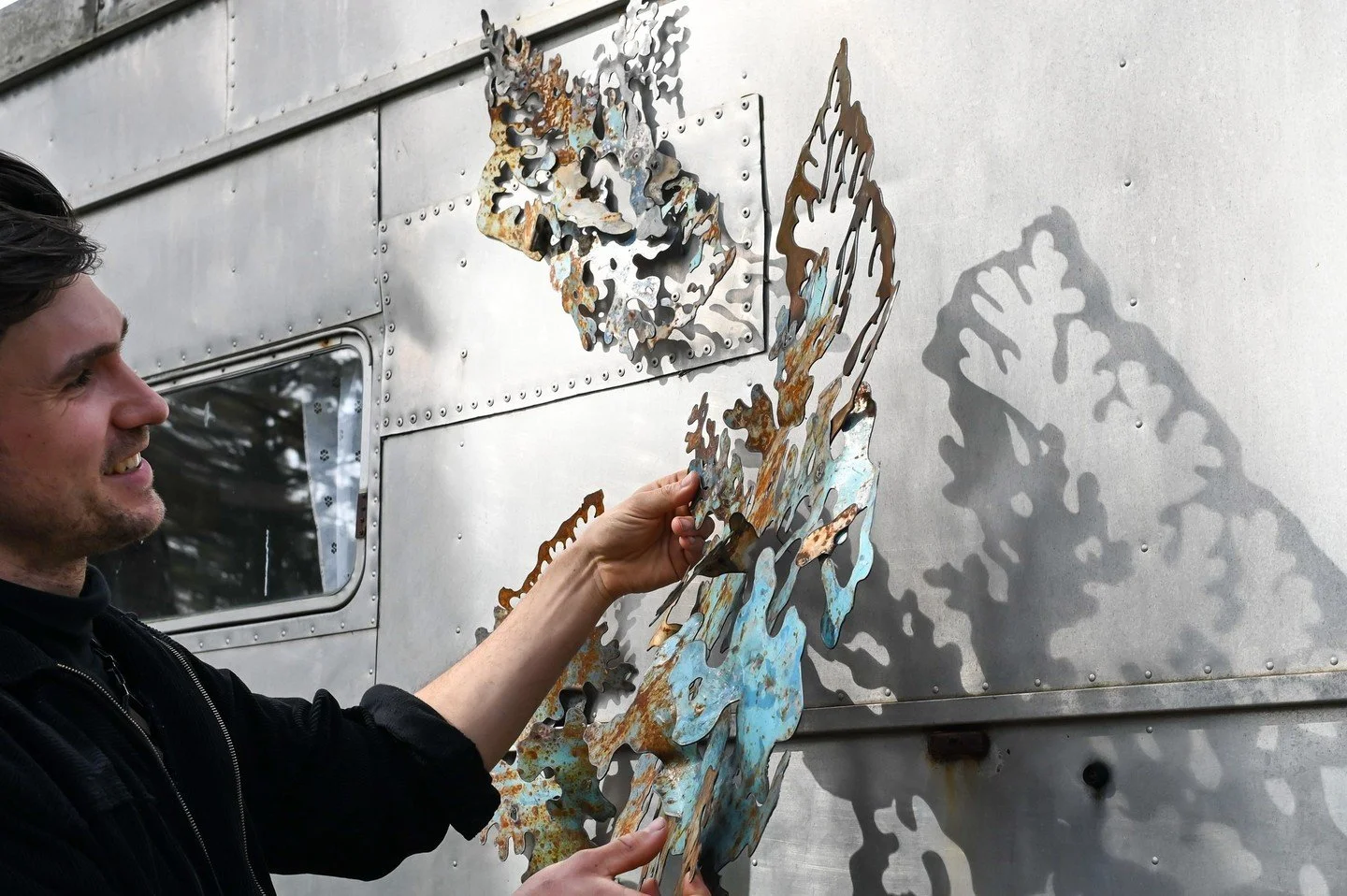 Captures of the process and work by Canadian 2024 Arts Week artist Garrett Gilbart, who created a suspended metal sculpture titled Terra Precarium, installed in the woods adjacent to the Sou&rsquo;wester.

We can&rsquo;t wait to see how Arts Week 202