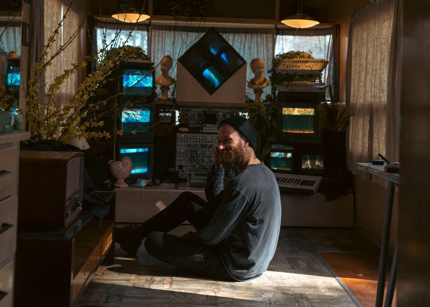 A capture of the artist and his work. Andrew McIntyre wowed the community with his installation Drift From Clock Time in a Dropped Frame World, presented inside his trailer during Arts Week 2024.

We love seeing how artists transform their spaces int