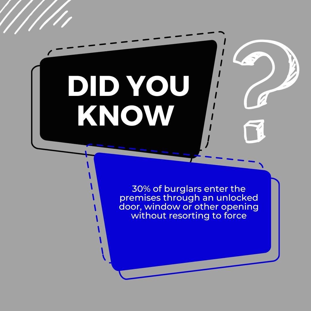 Did you know that 30% of burglars enter the premises through an unlocked door, window or other opening without resorting to force? What safeguards do you have in place to protect this from happening to your business?