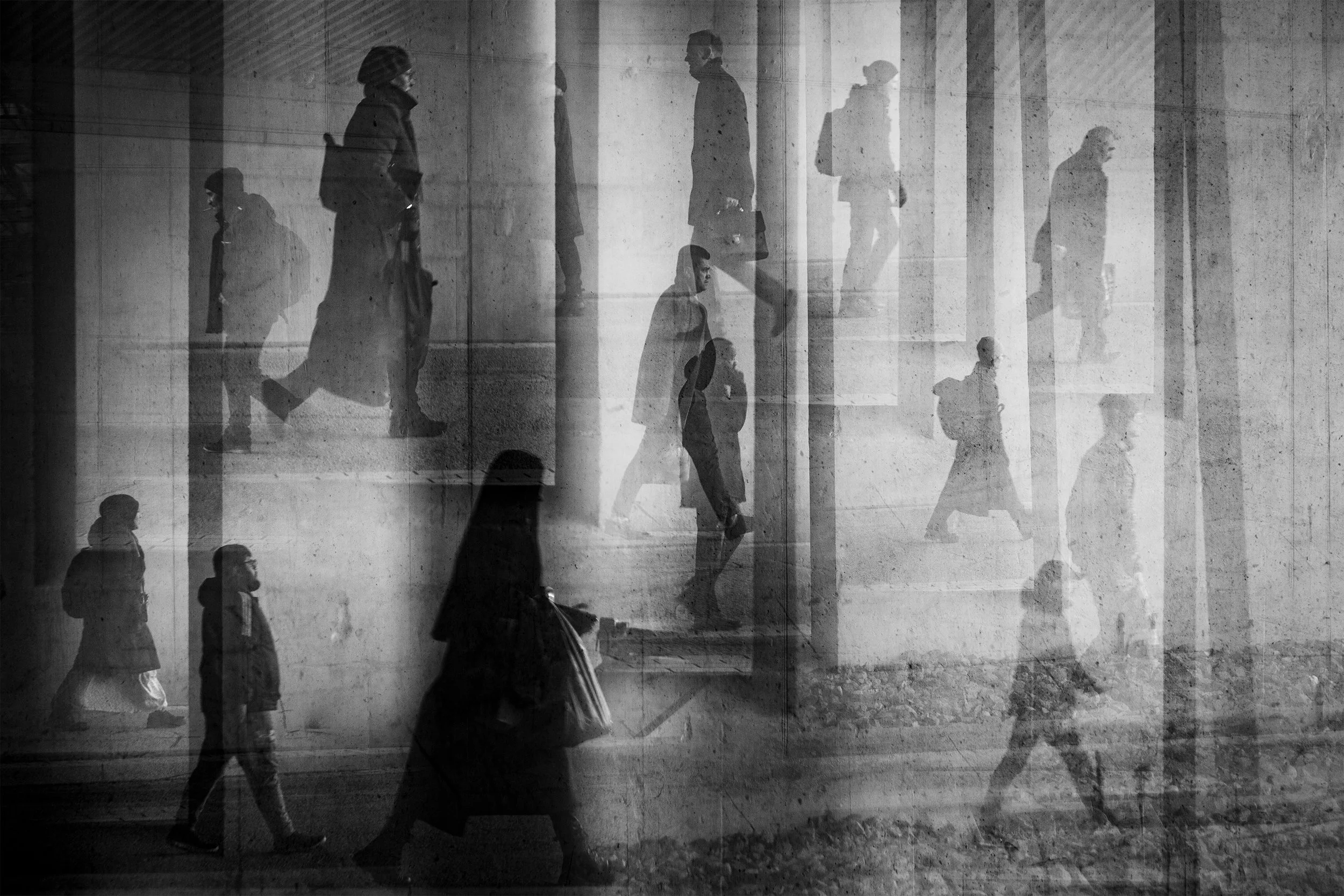 "Patchwork 6" is an in-camera multi-exposure that has a feeling of cathedral because of repeating architectural shapes by Oscar Wollsten