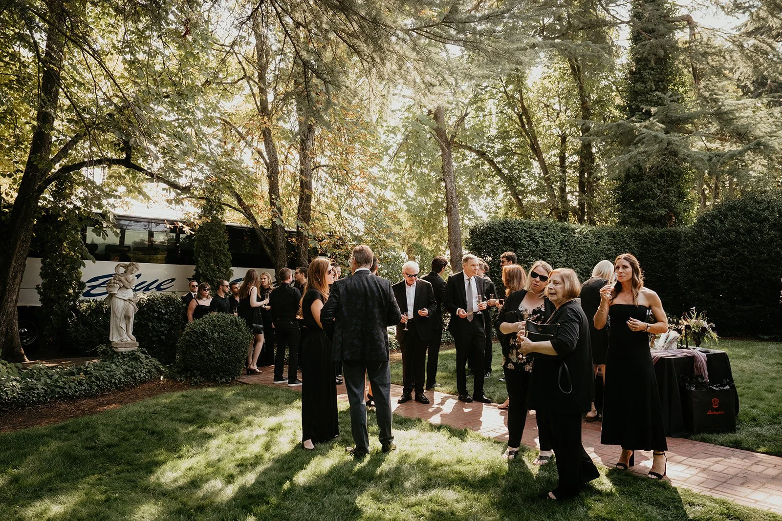 Wedding guests arriving by charter bus for a Portland Oregon wedding weekend — transportation planning for out of town guests