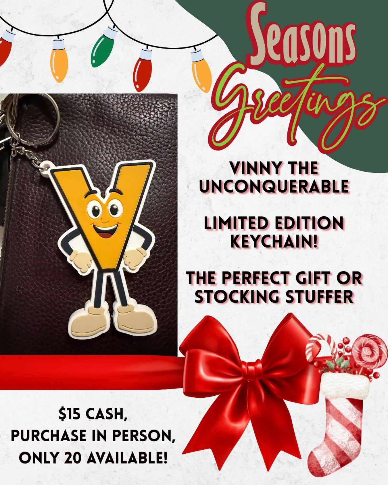 TIS THE SEASON! ✨🎄

VINNY THE UNCONQUERABLE 

LIMITED KEY CHAIN! 

Give the gift of Invicta this Christmas, the perfect stocking stuffer! 

$15 Cash in person.

Only 20 available! 

#christmasgift #houstontheatre #houstondancers