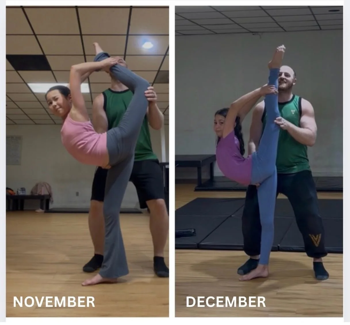 1 MONTH 🤯

The power of PRO. 

5 days a week? 5 times a growth. 

Can you believe this girl didn&rsquo;t have her SPLITS at the beginning of AUGUST?! 

Way to go Dylan. Just imagine where she will be at the end of MAY! 

AUDITIONS MONDAY DECEMBER 15