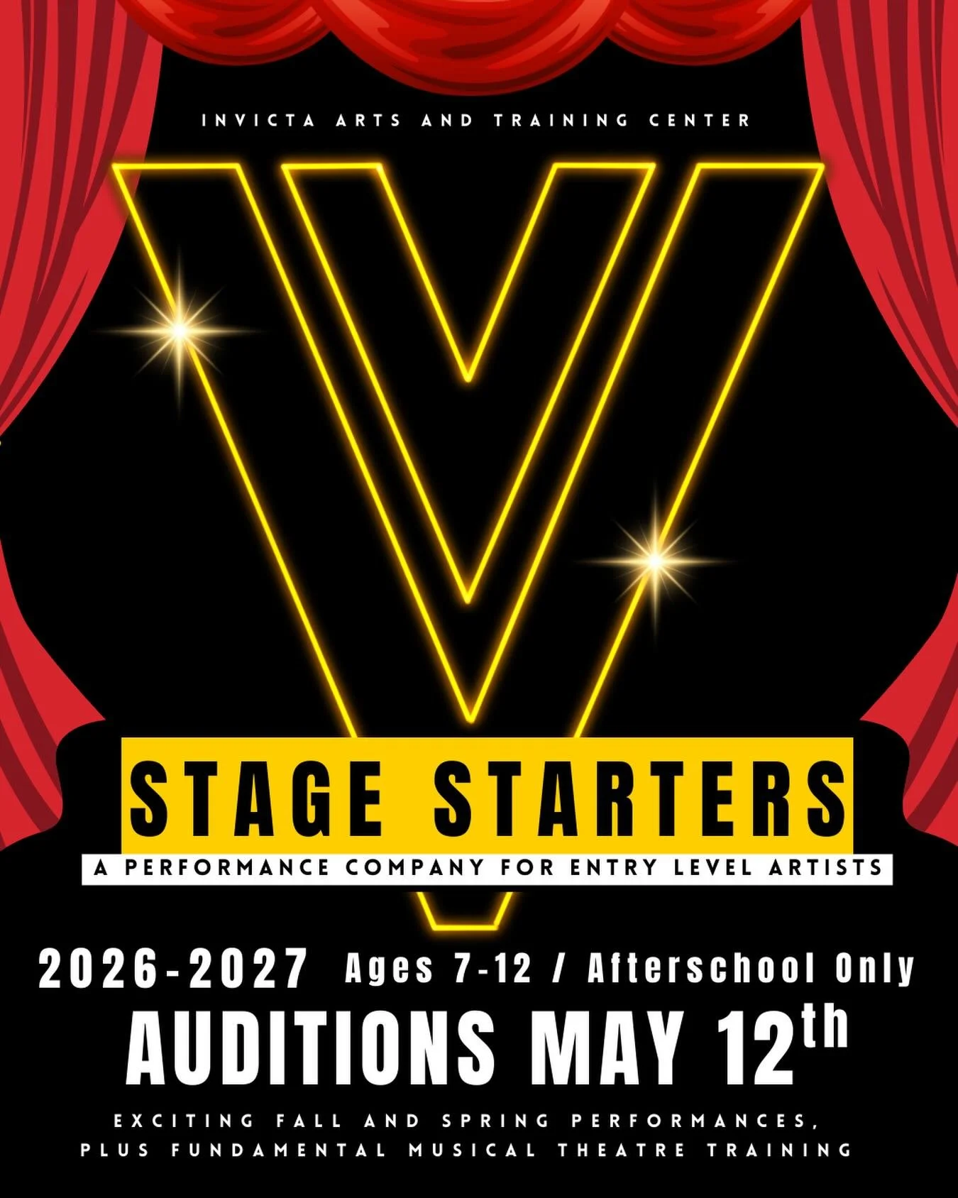 INTRODUCING&hellip; STAGE STARTERS ✨🎭

A Performance Company for entry level artists. 

COMING 2026-2027

AGES 7-12 / AFTERSCHOOL ONLY

Does your child LOVE to perform? Do they want to TAKE THE STAGE YEAR ROUND and develop their confidence while bei