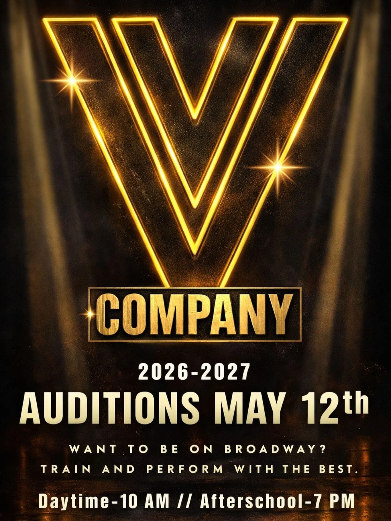 COMPANY 2026 - 2027 ✨🔥

AUDITIONS MAY 12th

Want to be on Broadway? Train and perform with the best.

Daytime audition: 10 AM 

Afterschool audition: 7 PM 

SAVE THE DATE. Get into class this spring. 

Sign up coming soon. 

#houstontheatre #houston