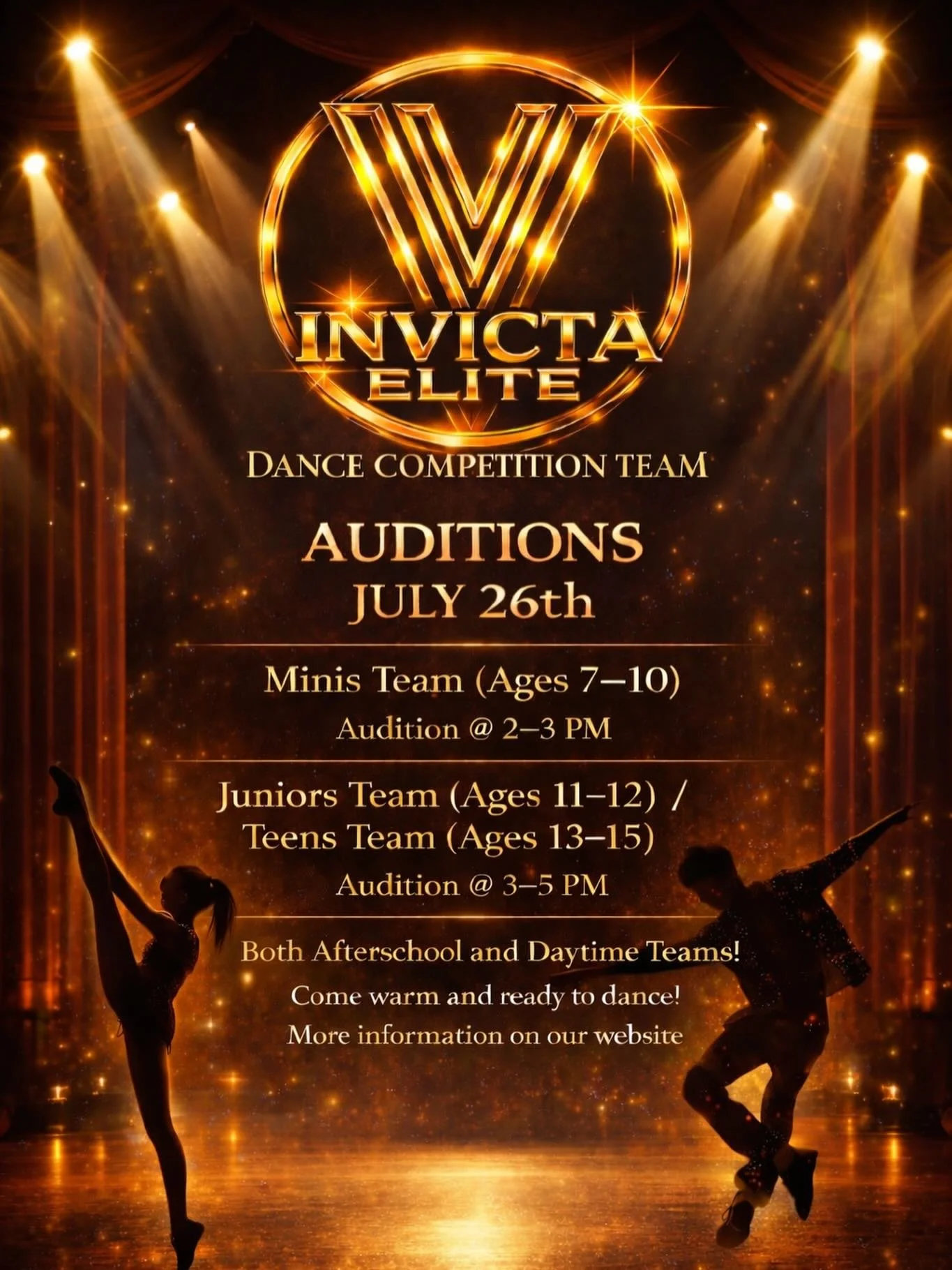 INVICTA ELITE: DANCE COMPETITION TEAM🔥

OUR FIRST OFFICIAL GROUP SEASON! 

THIS 2026 -2027 SEASON
WE ARE LOOKING FOR DANCERS&hellip;
TO BUILD BIGGER AND BETTER THAN EVER.

AUDITION TO JOIN &hellip; JULY 26th! 

Sign up and further information below.