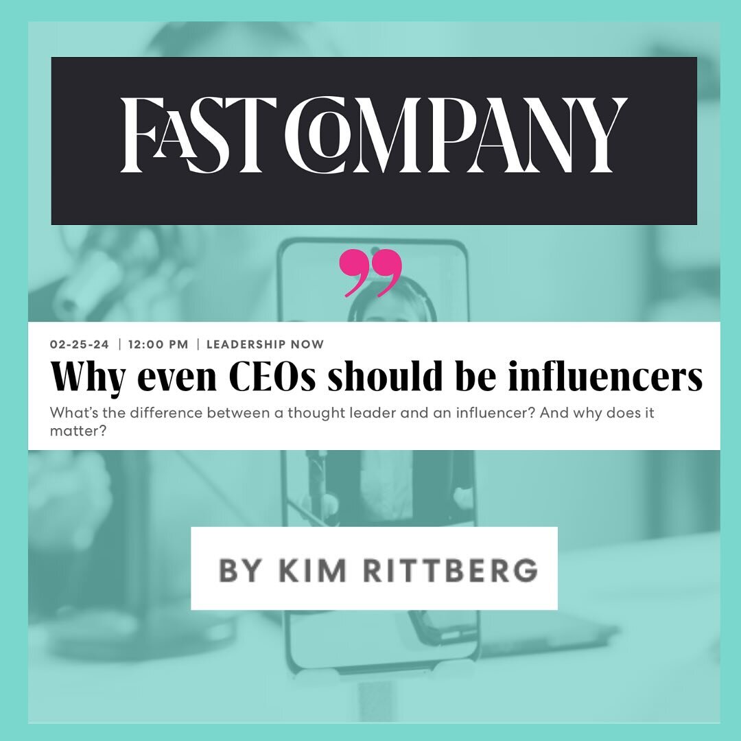 📢You should want to be an influencer. Seriously. Yes you.

In my article for Fast Company I lay out why.

What&rsquo;s the difference between a thought leader and an influencer? And why does it matter?

Stop hating the word &lsquo;influencer.&rsquo;