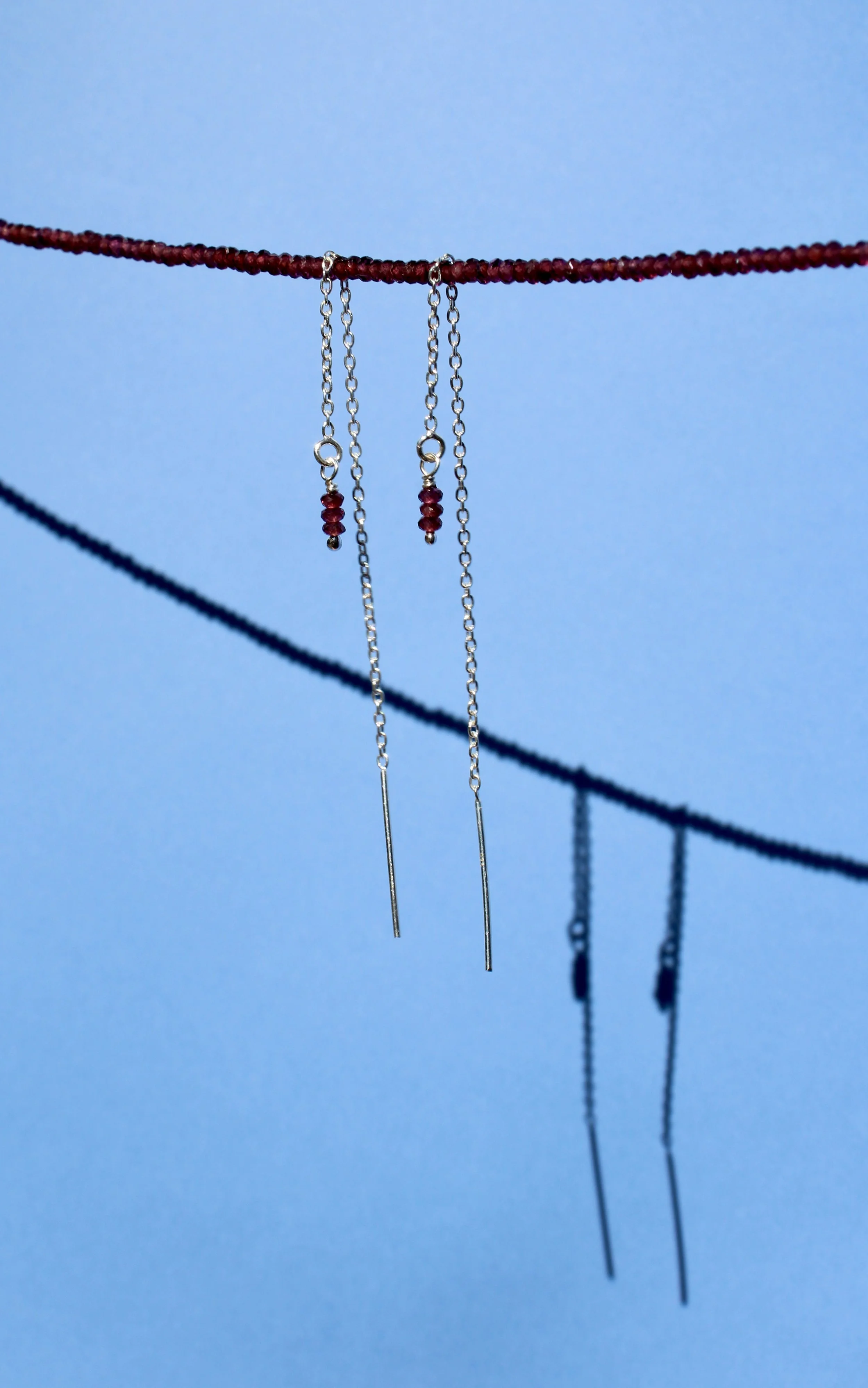 Garnet Ear Threaders