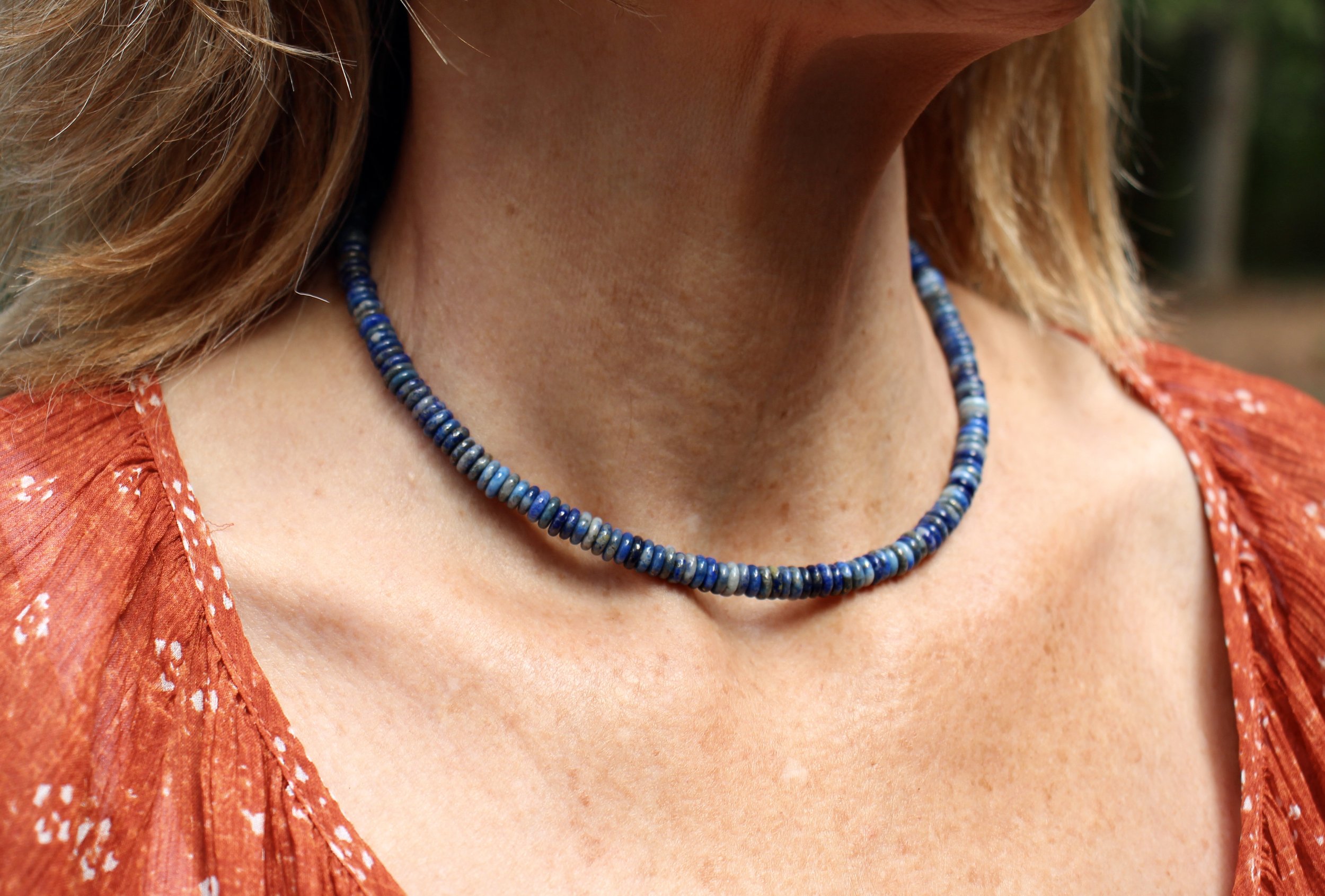 Chunky Lapis Beaded Necklace