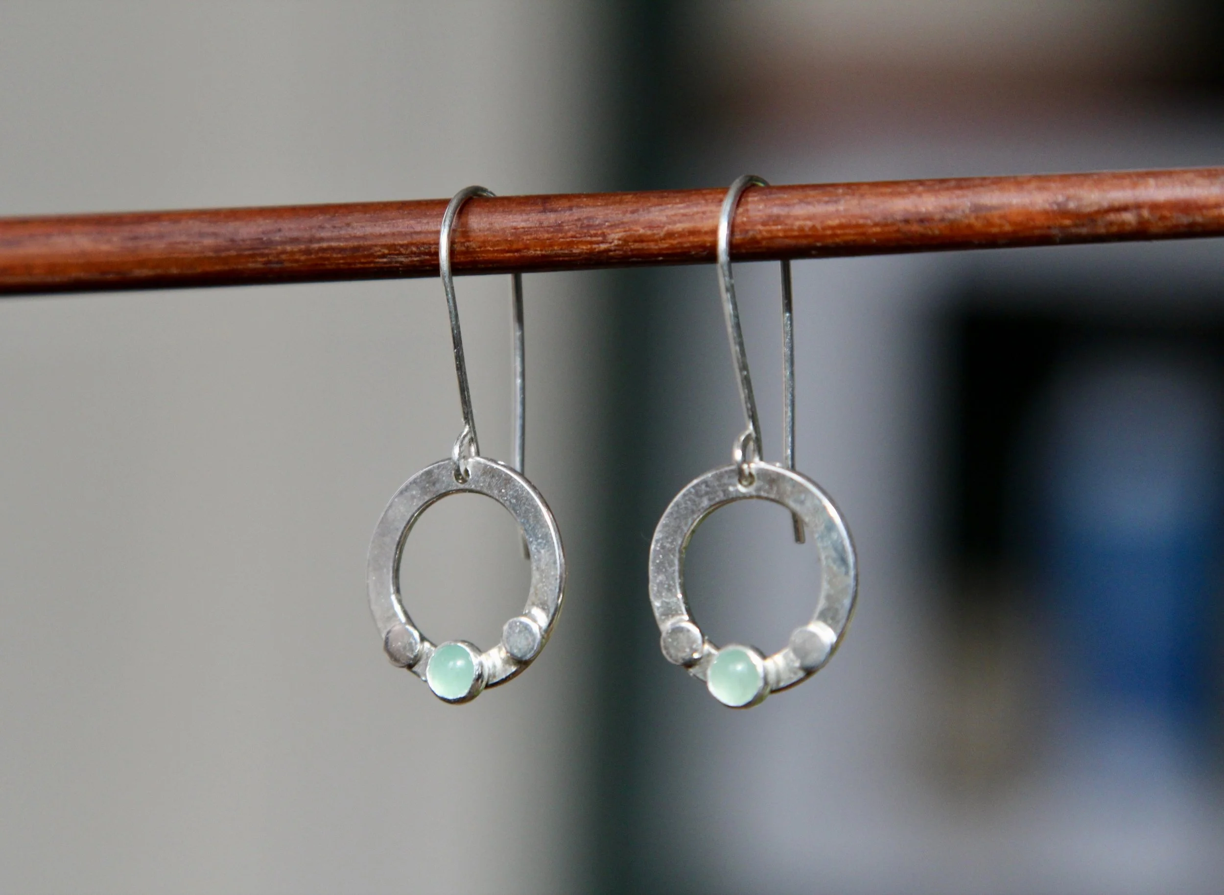 Green Aventurine Circle Earrings