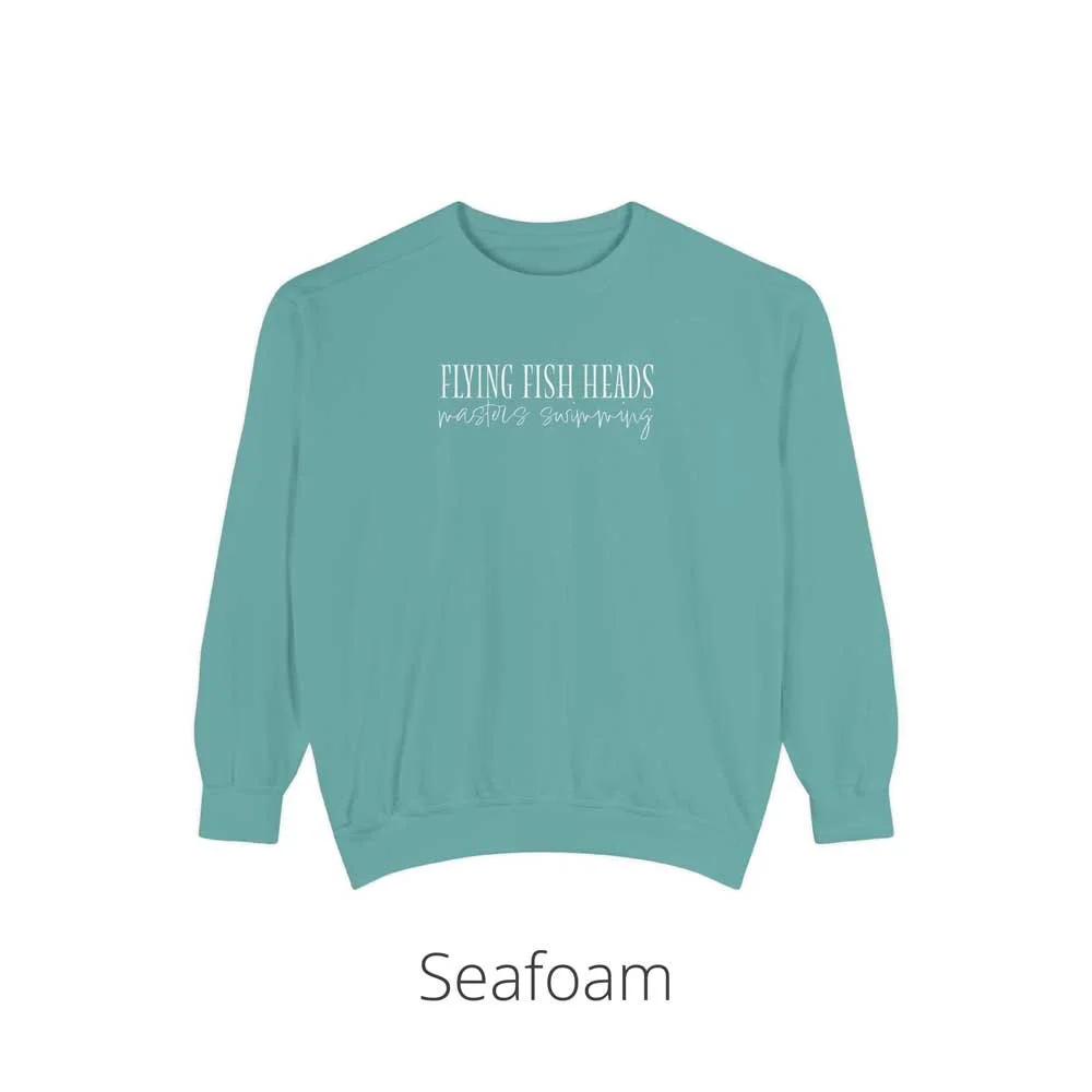 Seafoam Flying Fish Heads Masters Swimming Comfort Colors Crew, Front