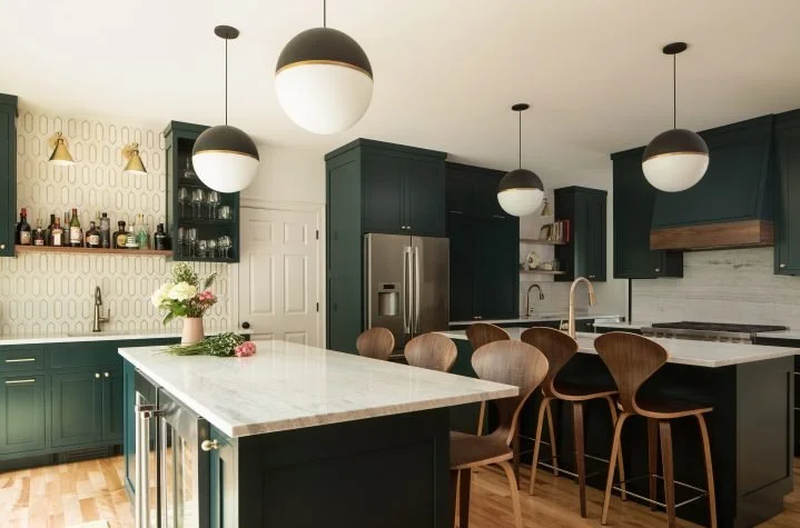 A Dated Kitchen in Falmouth gets a moody redesign