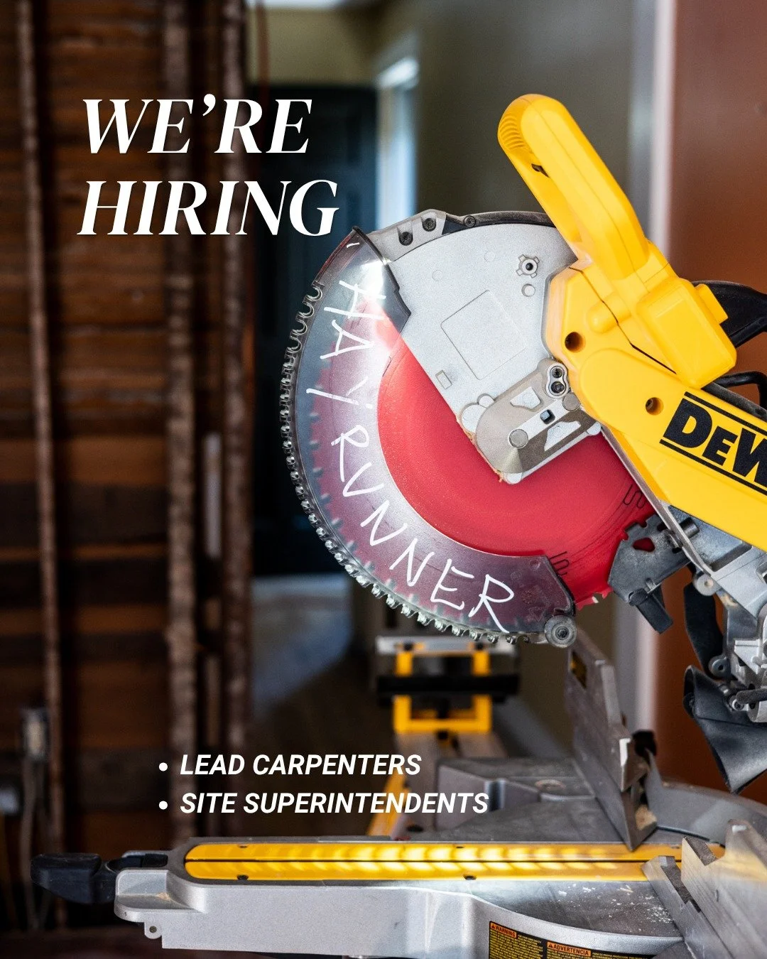 Hay Runner is Hiring Carpenters! 
We offer:
✔ Competitive pay
✔ Year-round work
✔ High-end residential projects
✔ Growth opportunities
✔ Supportive team environment
✔ Work you can actually be proud of
Learn more and apply at HayRunner.com/were-hiring