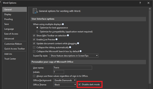 How to keep Microsoft Word documents white in dark mode — Syvantis  Technologies, Inc.