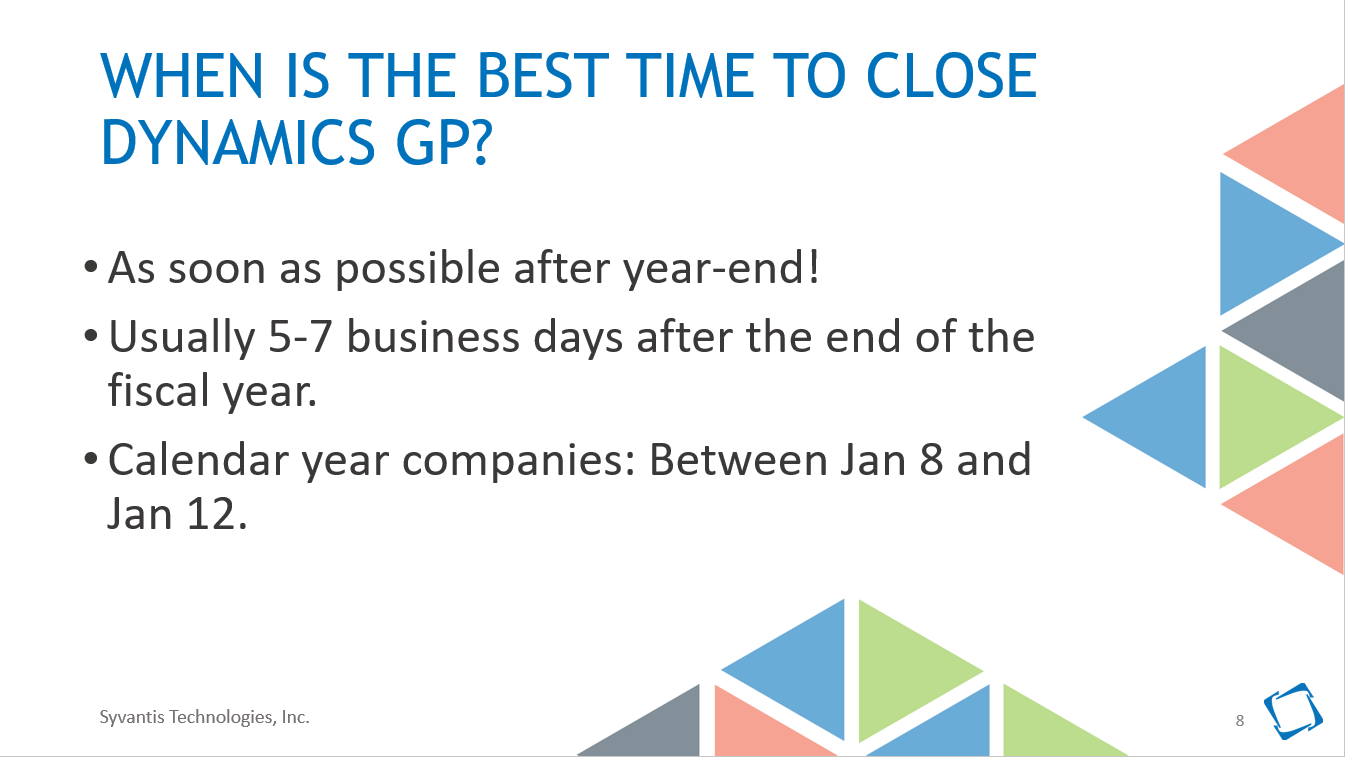 Webinar Recording 2020 Dynamics GP Year end Closing Procedures