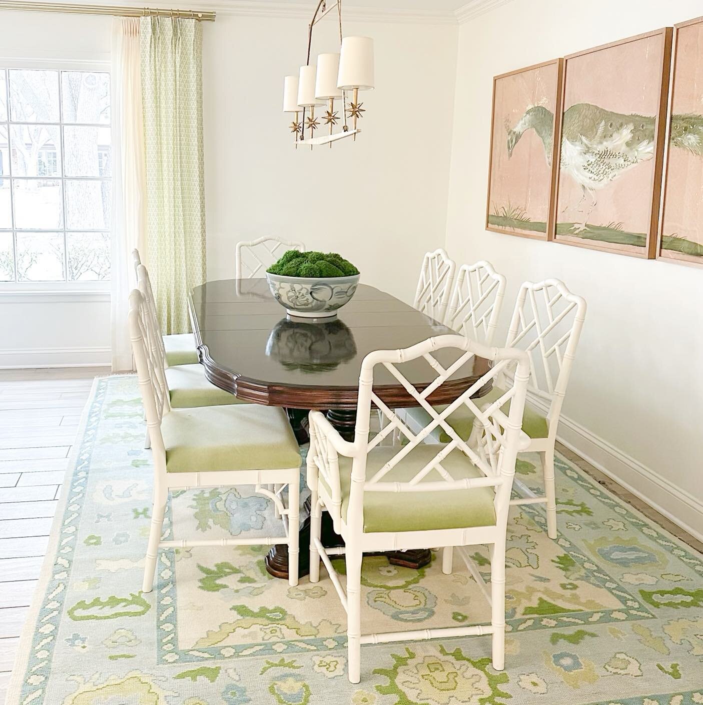 Making this dining room pop with shades of green and blue! 💙💚