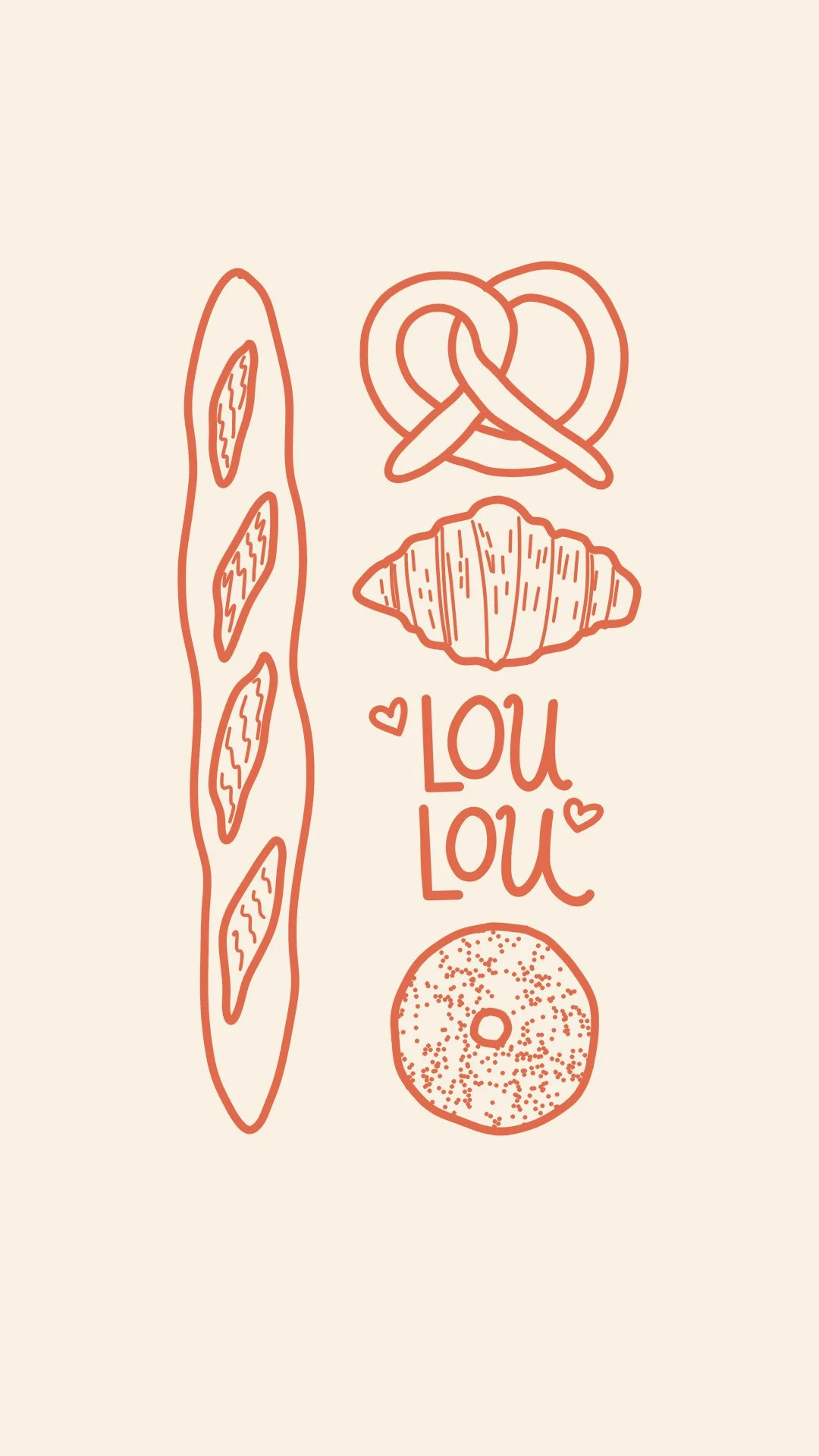 Illustrated logo and signage for a bakery cafe