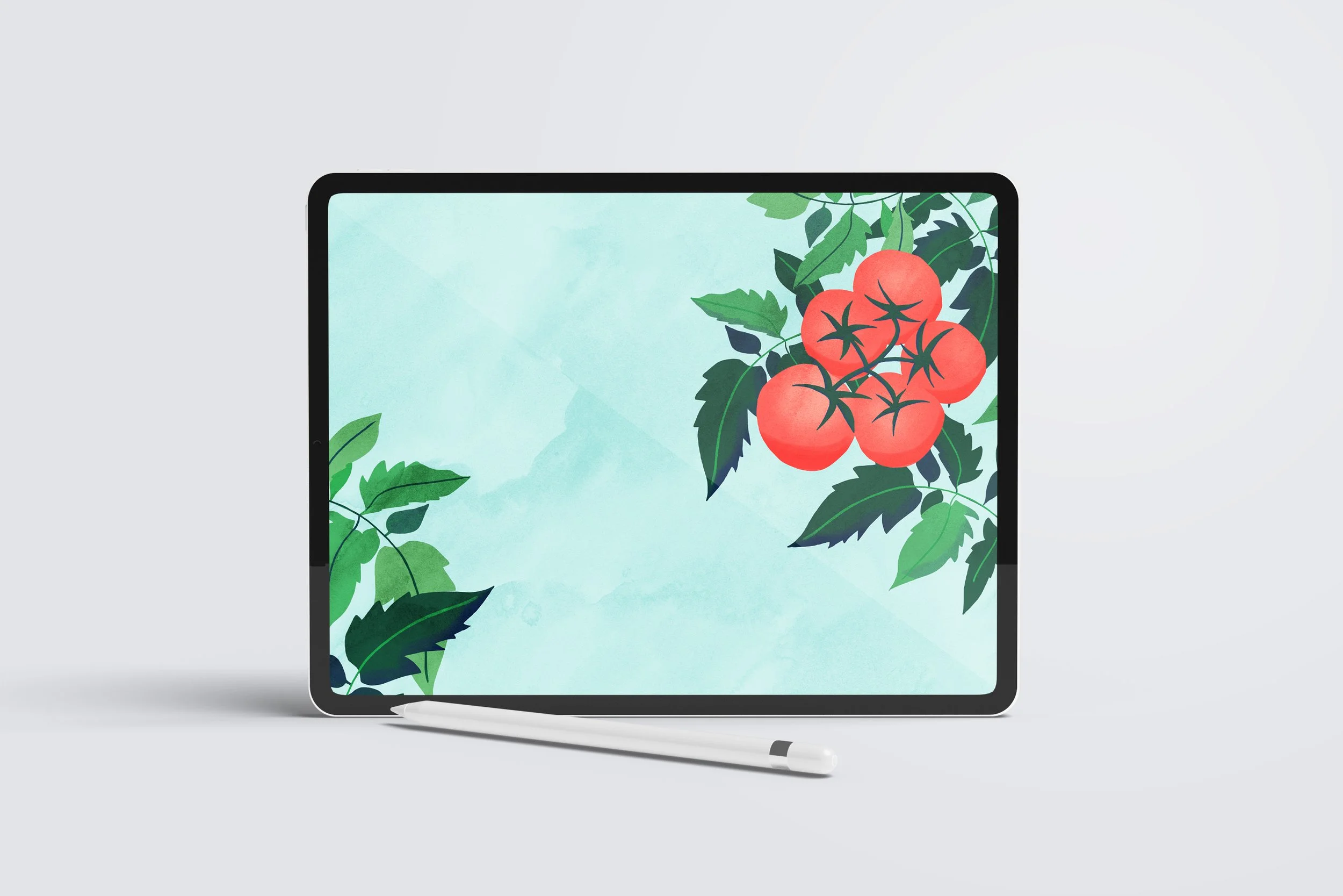 June illustrated wallpaper shown on an ipad