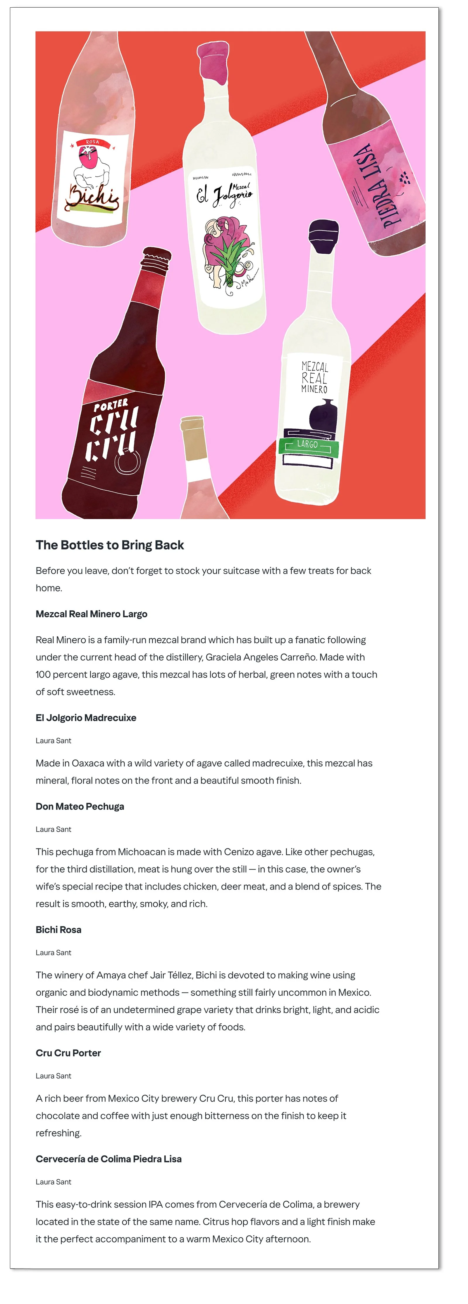 Mexico City Drink Itinerary Illustrated Travel Guide by Laura Sant