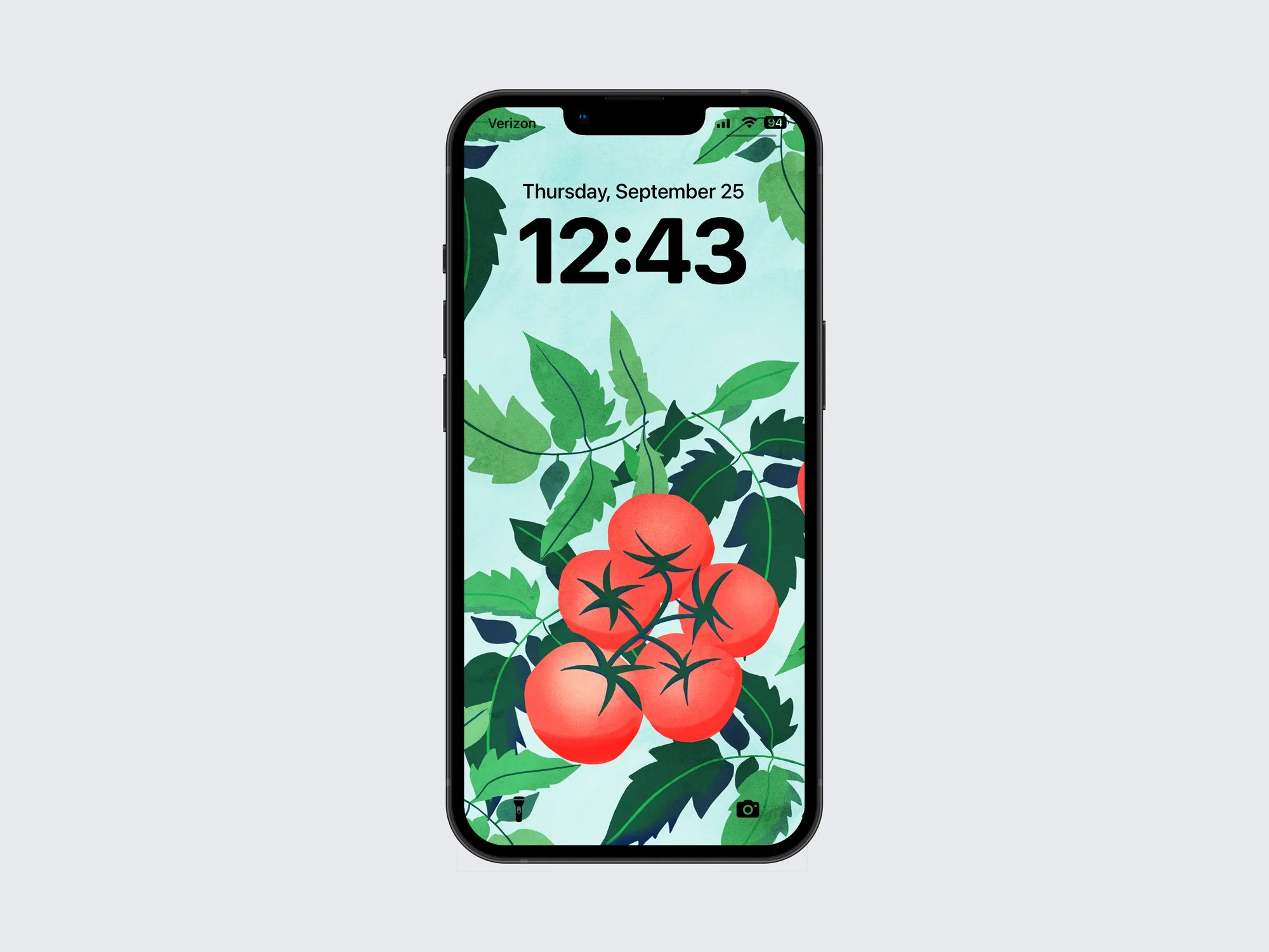 June illustrated tomato wallpaper by Laura Sant